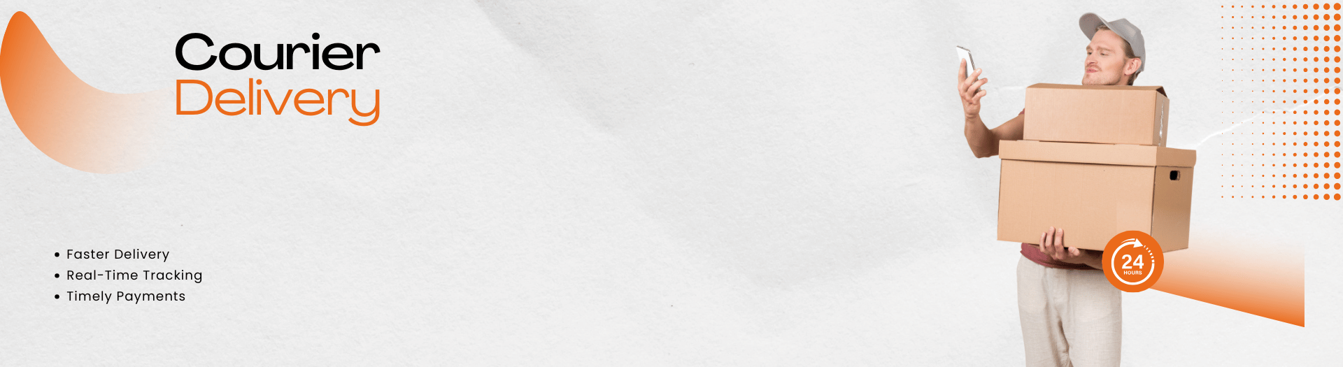 Beige Orange Modern Courier Delivery Instagram Post (1920 x 525 px)